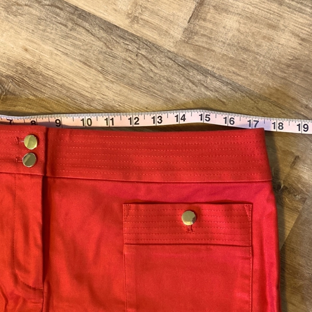 Loft Red Shorts With Gold Tone Button Detail Size 10 - Picture 6 of 9